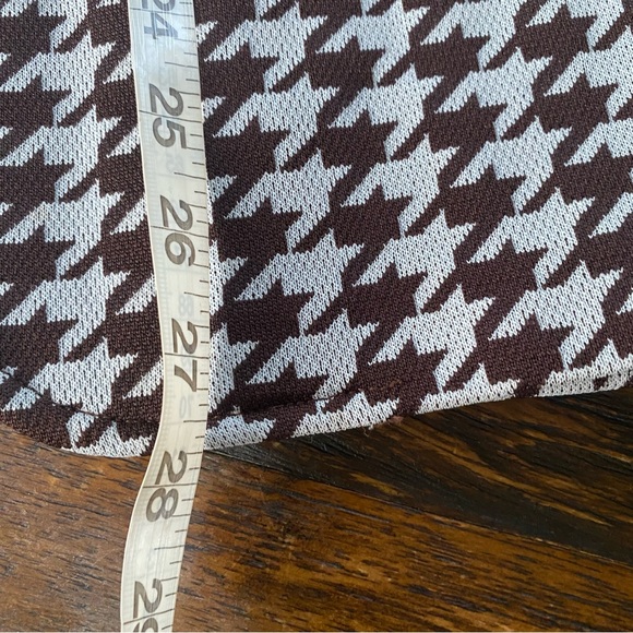 Vintage Mod 60s Houndstooth Open Front Polyester Vest Brown White Womens - Picture 14 of 15